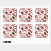 Herzstich Quadratischer Aufkleber (Blatt)