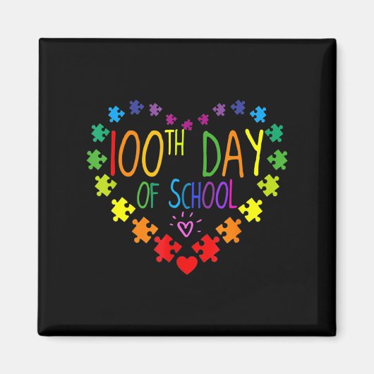 Herzstück 100. Schullehrer Autismus Bewusstsein Magnet (Vorne)