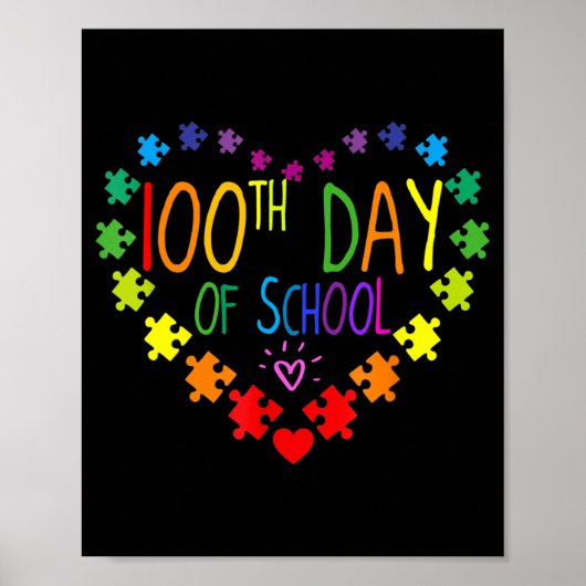 Herzstück 100. Schullehrer Autismus Bewusstsein Poster (Vorne)