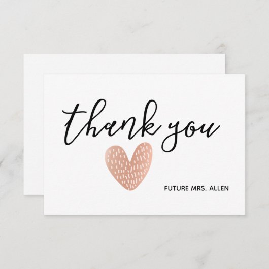 Herzstück Brautparty Flat Vielen Dank Dankeskarte (Vorne/Hinten)