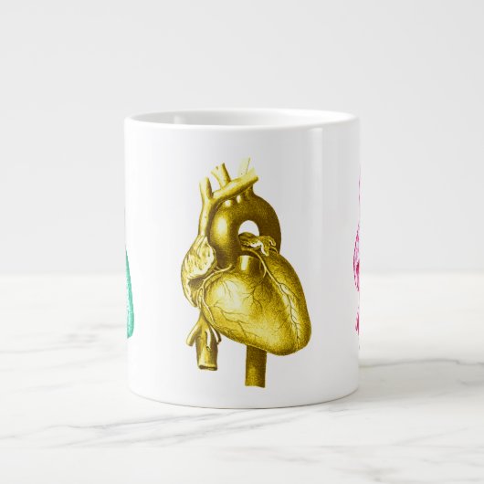 Herzstück: Farbenfrohe Kardiologie Anatomie Pop Ku Jumbo-Tasse (Vorderseite)