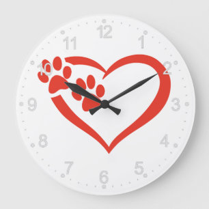Herzstück in rot - Farbe auswählen Große Wanduhr