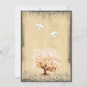 Herzstück Leaf Coral Tree Dove Love Bird Hochzeite Einladung (Vorderseite)