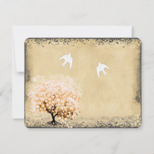 Herzstück Leaf Coral Tree Dove Love Bird Hochzeite RSVP Karte