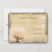 Herzstück Leaf Coral Tree Dove Love Bird Hochzeite RSVP Karte (Rückseite)
