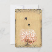 Herzstück Leaf Coral Tree Love Bird Wedding RSVP (Rückseite)