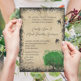 Herzstück Leaf Emerald Tree Vintag Love Bird Hochz Einladung