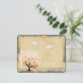 Herzstück Leaf Korallenbaum Taube Love Bird Weddin RSVP Karte (Stehend Vorderseite)