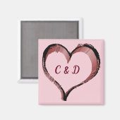 Herzstück mit persönlichen Initialen in Rosa Magnet (Vorderseite/Rückseite)