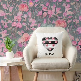 Herzstück mit romantisch-schwarz gestreiften Rose Kissen