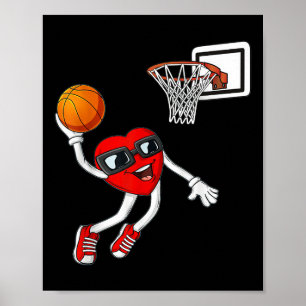 Herzstück spielen Basketball Valentinstag Jungs Ge Poster