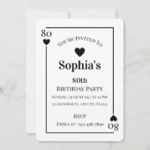 Herzstück Spielkarte 80. Geburtstagsparty Einladun Einladung (Vorderseite)