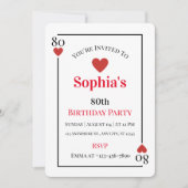 Herzstück Spielkarte 80. Geburtstagsparty Einladun Einladung (Vorderseite)