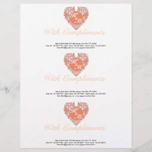Herzstück von HeartyParty Coral und White Damask Briefkopf