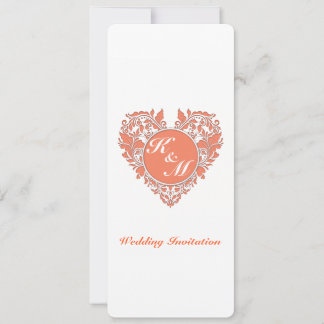 Herzstück von HeartyParty Coral und White Damask Einladung