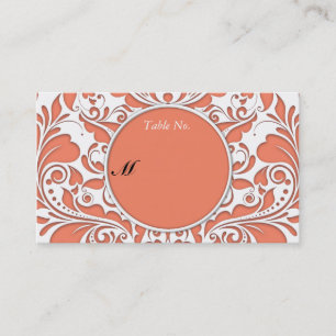 Herzstück von HeartyParty Coral und White Damask Visitenkarte