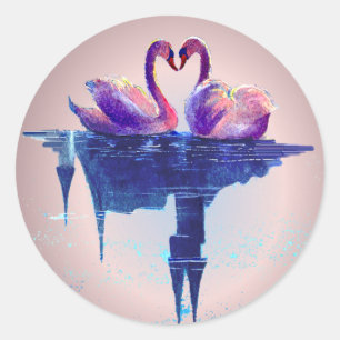 HERZSWANS by SHARON SHARPE Runder Aufkleber