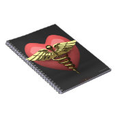 Herzsymbol mit Medizinzeichen (caduceus) Notizblock (Rechte Seite)