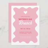 Herztages Brunch Wavey Pink Einladung (Vorne/Hinten)