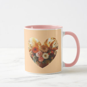 Herztasse mit blühenden Blumen (Zarte Blumen) Tasse