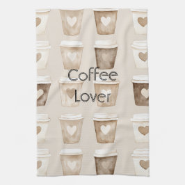 Herztassen für Creme-Kaffee Geschirrtuch
