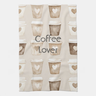 Herztassen für Creme-Kaffee Geschirrtuch