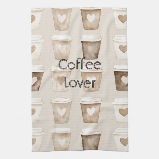 Herztassen für Creme-Kaffee Geschirrtuch (Vertikal)
