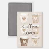 Herztassen für Creme-Kaffee Magnet (Vorderseite/Rückseite)