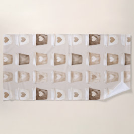Herztassen für Creme-Kaffee Strandtuch