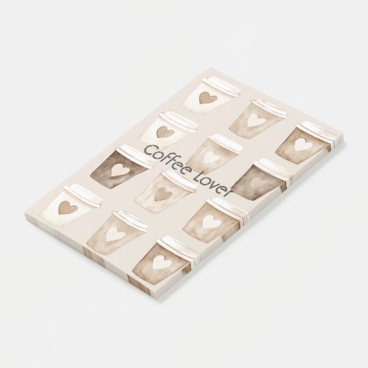 Herztassen für Kaffee mit Creme Post-it Klebezettel (angewinkelt)