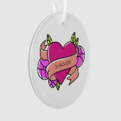 Herztattoo NAME Polka Dots Blume Spaß Ornament (Vorderseite)