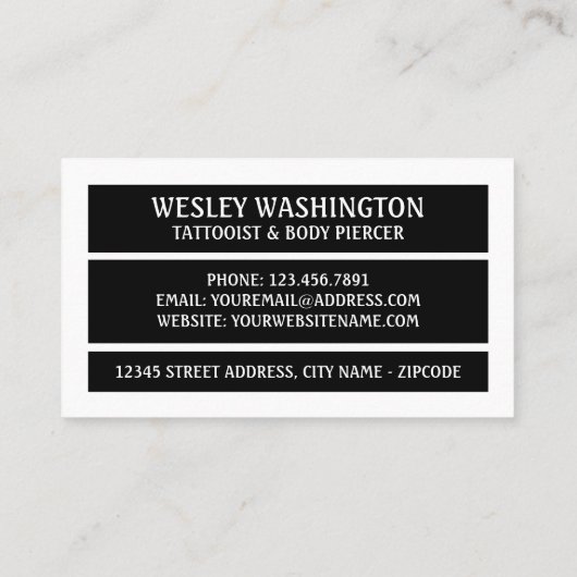 Herztattoo, Tattooist & Body Piercer Visitenkarte (Rückseite)