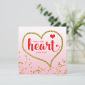 Herzthema Family Wiedersehen Geburtstagsparty Einladung (Stehend Vorderseite)