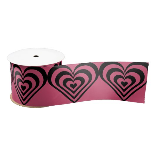 Herzthema Hot Pink Print Ribbon Satinband (Spule)