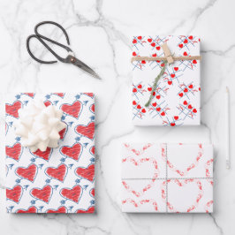 Herzthema Valentinstag Geschenkpapier Set