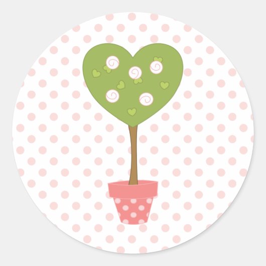 Herztopiar mit weißen Rosen Runder Aufkleber (Vorderseite)