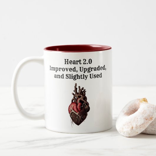 Herztransplantation Funny Viktorianisch Steampunk Zweifarbige Tasse (Mit Donut)