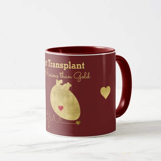 Herztransplantation Gold Maroon Tasse (VorderseiteRechts)