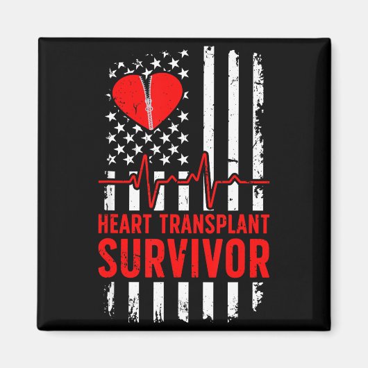 Herztransplantations-Überlebender US-Flagge Herztr Magnet (Vorne)