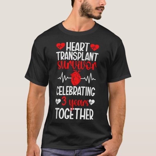 Herztransplantatübersiedlung 3. Geburtstag Herzras T-Shirt (Vorderseite)