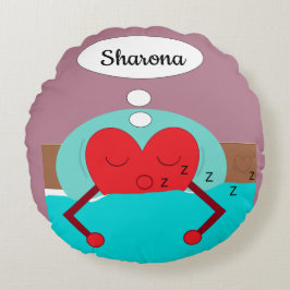 Herzträume Lila und grün Rundes Kissen