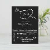 Herztypografie Probe Dinner Einladungen (Stehend Vorderseite)