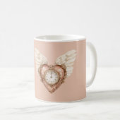 Herzuhr Weiße Flügel Kaffeetasse (VorderseiteRechts)