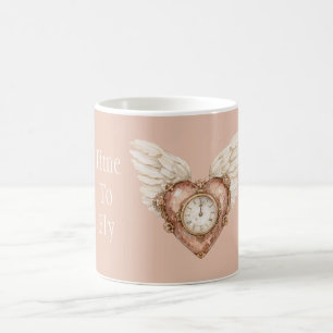Herzuhr Weiße Flügel Kaffeetasse