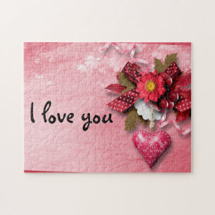 Herzund Blumevalentine-Puzzlespiel Puzzle