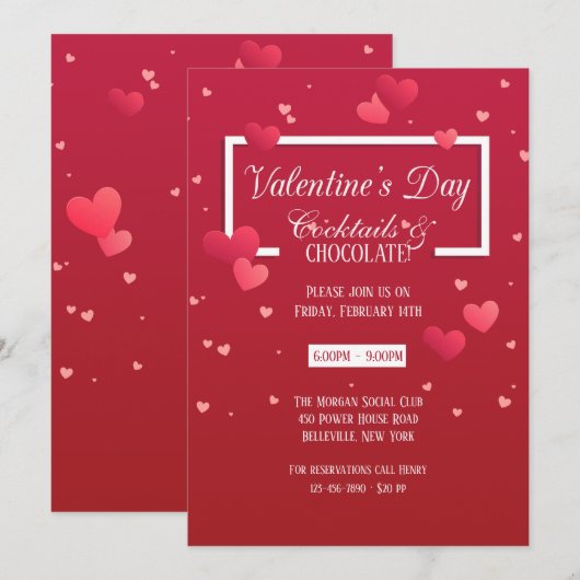 HerzValentinstag Einladung (Vorne/Hinten)