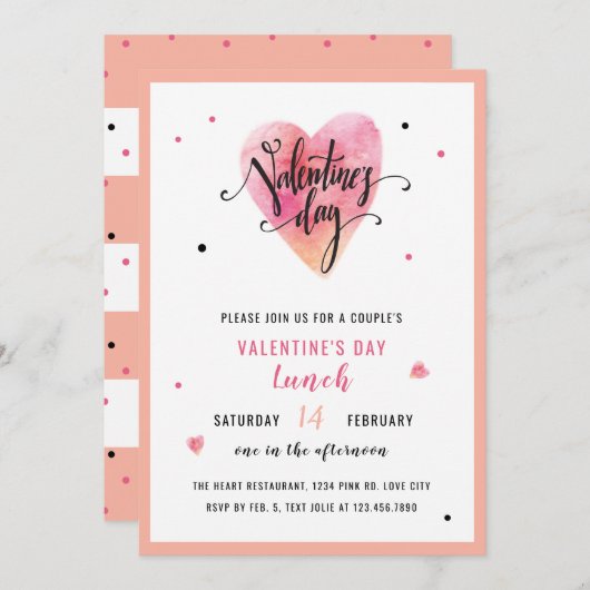 HerzValentinstag Einladung (Vorne/Hinten)