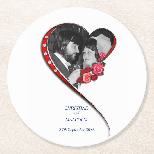 Herzverheiratung Runder Pappuntersetzer (Vorderseite)