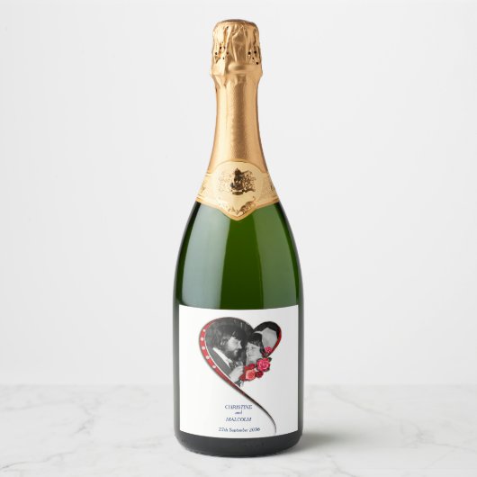 Herzverheiratung Schaumweinetikett (Vorderseite)