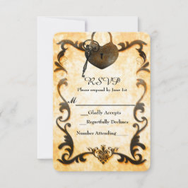 Herzverriegelung und Vintage antike RSVP-Karte RSVP Karte